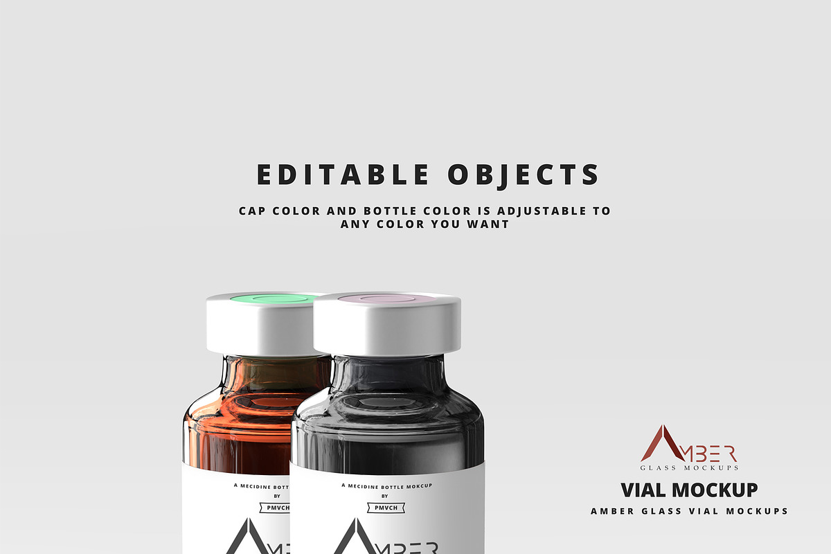 Amber Glass Vial Mockup, a Packaging Mockup by pmvch (Photo 7 of 11)