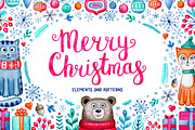 Watercolor Christmas Set, an Animal Illustration by Fairy dreams (Thumbnail 1 of 9)