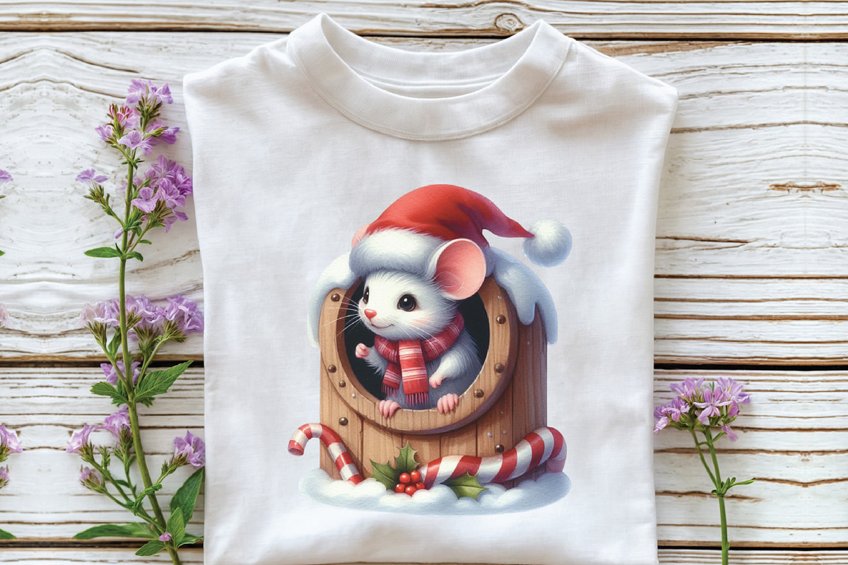 Watercolor Christmas Mouse Clipart, a Work Illustration by CraftArtStudio (Photo 3 of 6)