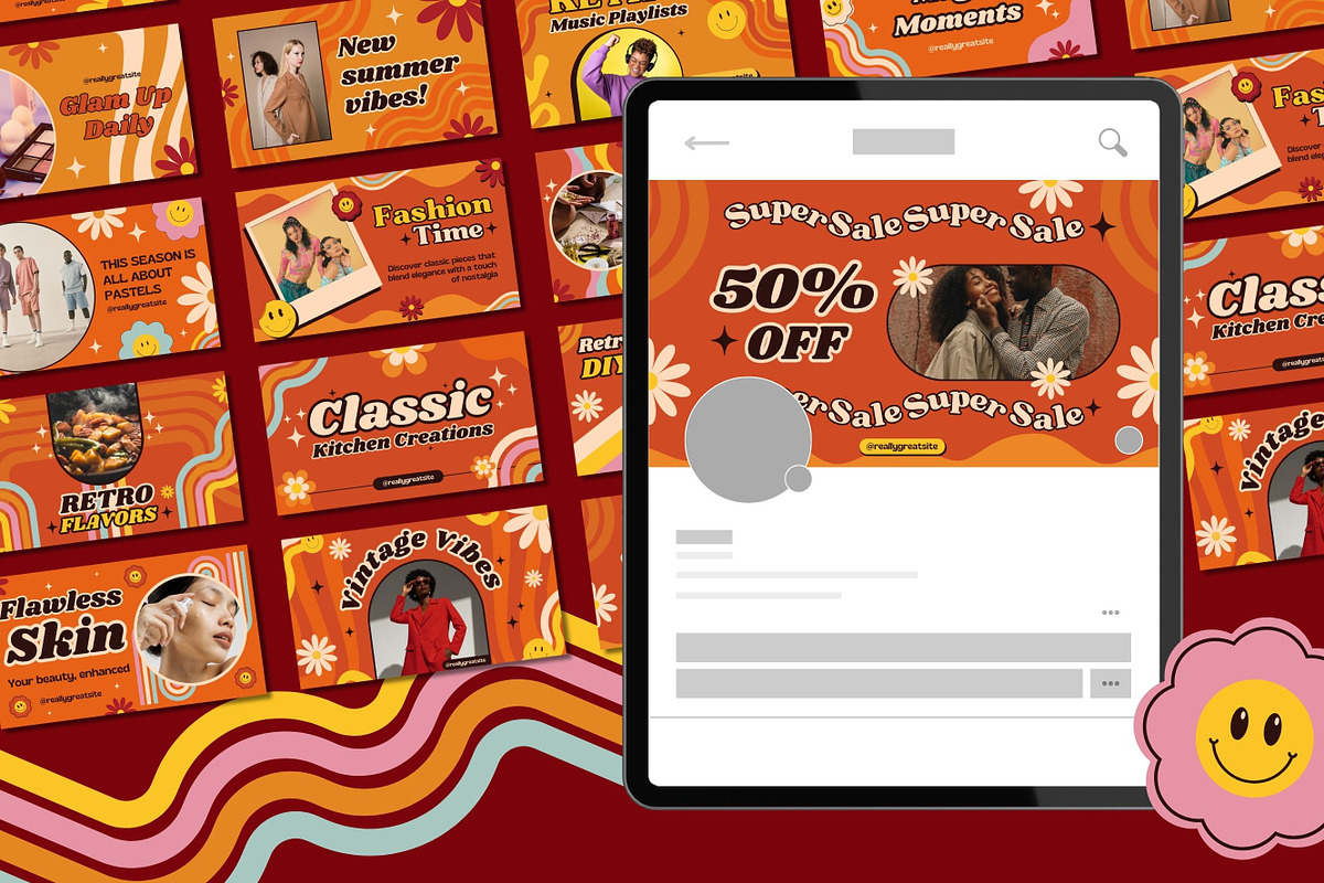 50 Retro Cover Templates Groovy, a Templates & Theme by TemplateCastleStore (Photo 6 of 9)