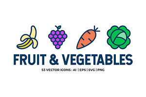 Fruit and Vegetables Line Icons