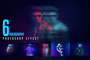 6 Hologram Glitch Photoshop Effects