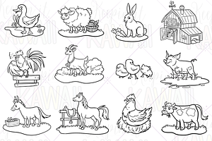 Farm Animals Digital Stamps