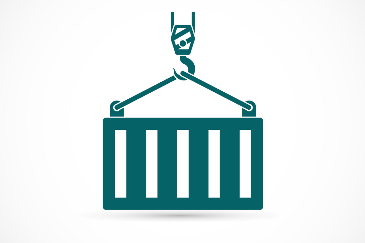 Crane lifts a container icon, an Icon by Saggitarius