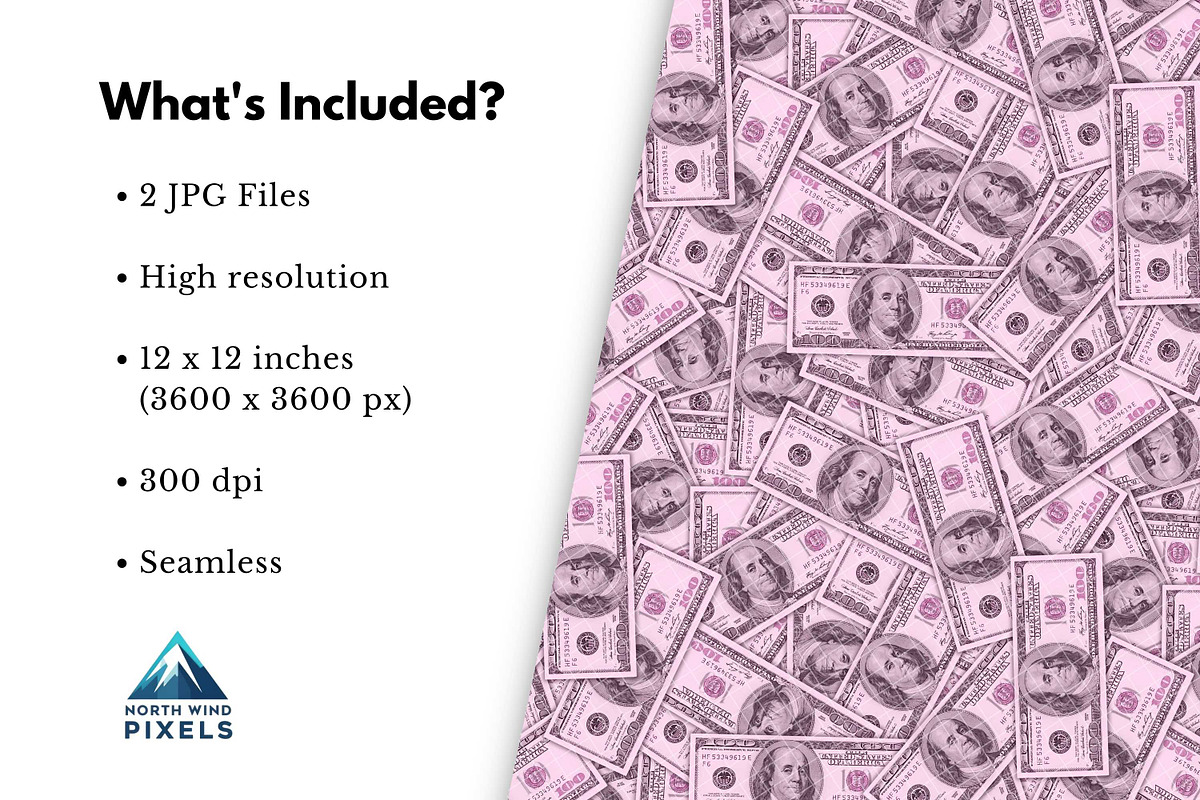 Pink 100 Dollar Bills Digital Papers, a Background Graphic by NorthWindPixels (Photo 3 of 4)