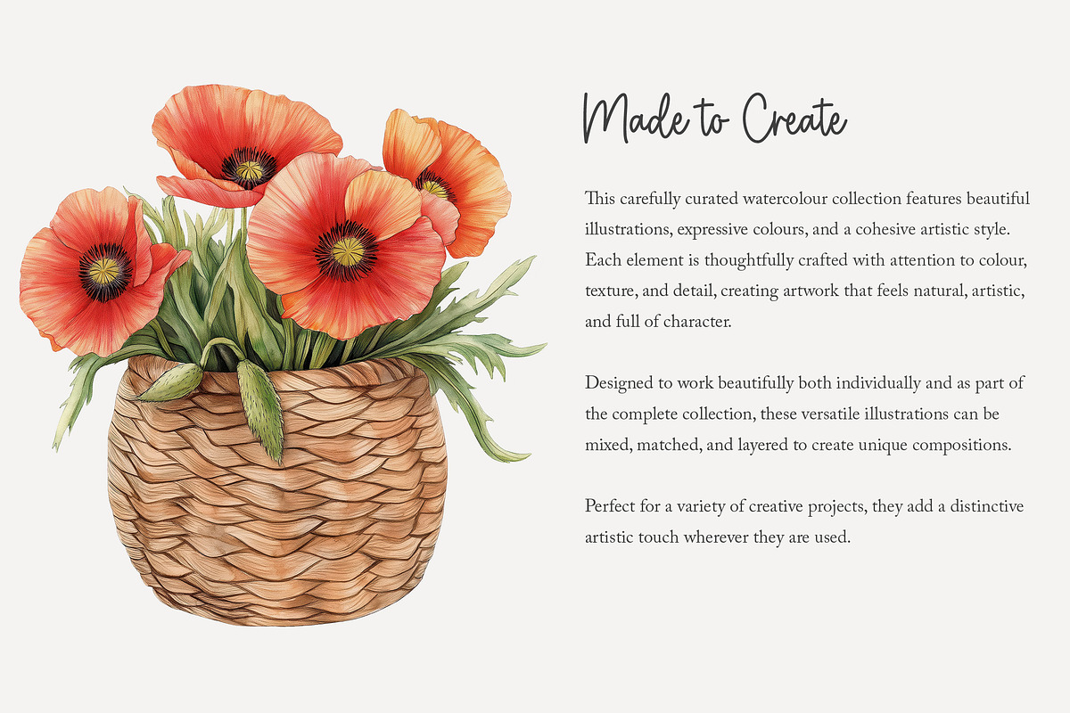 100 watercolour poppy clip art, a Seasonal Illustration by Poppy Lane Studio (Photo 4 of 12)