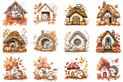 Autumn Hedgehog with House Clipart, an Illustration by CitraGraphics (Thumbnail 4 of 6)