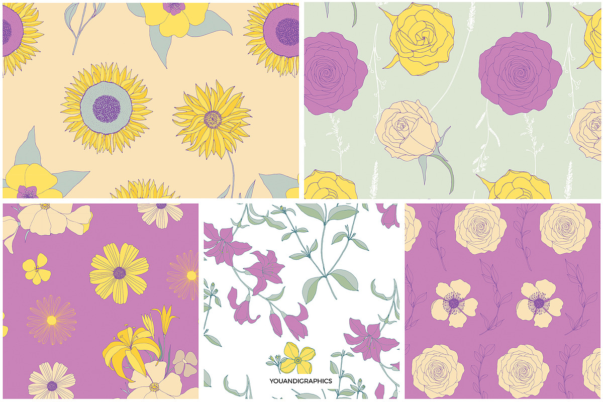 Flower Garden Seamless Patterns, a Pattern Graphic by Youandigraphics (Photo 12 of 14)