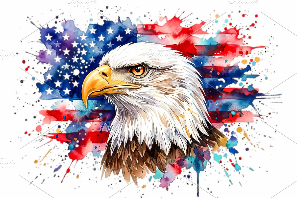 Flying Eagle Watercolor Clipart, an Animal Illustration by VetalStock (Photo 3 of 5)