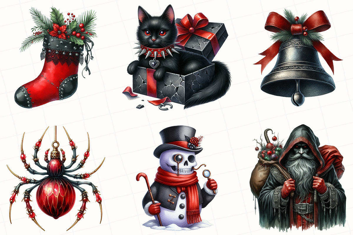 Gothic Christmas Clipart Bundle, an Illustration by OK Design (Photo 5 of 5)