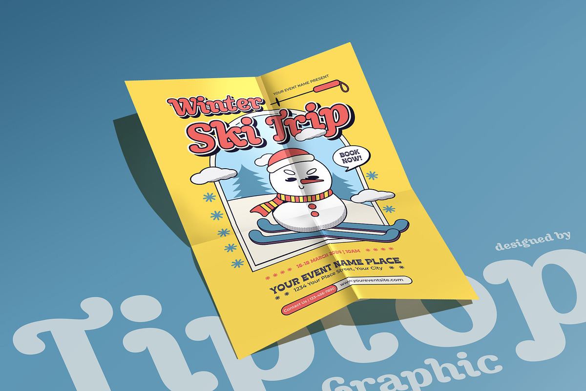 Retro Winter Ski Trip Flyer Template, a Flyer Template by Tiptop Graphic (Photo 5 of 5)