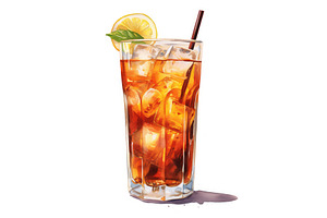 Glass of iced tea watercolor, a Nature Photo by Aimagenarium@gmail.com
