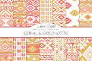 Coral & Gold Boho Seamless Patterns, a Pattern Graphic by Avenie Digital (Thumbnail 1 of 4)