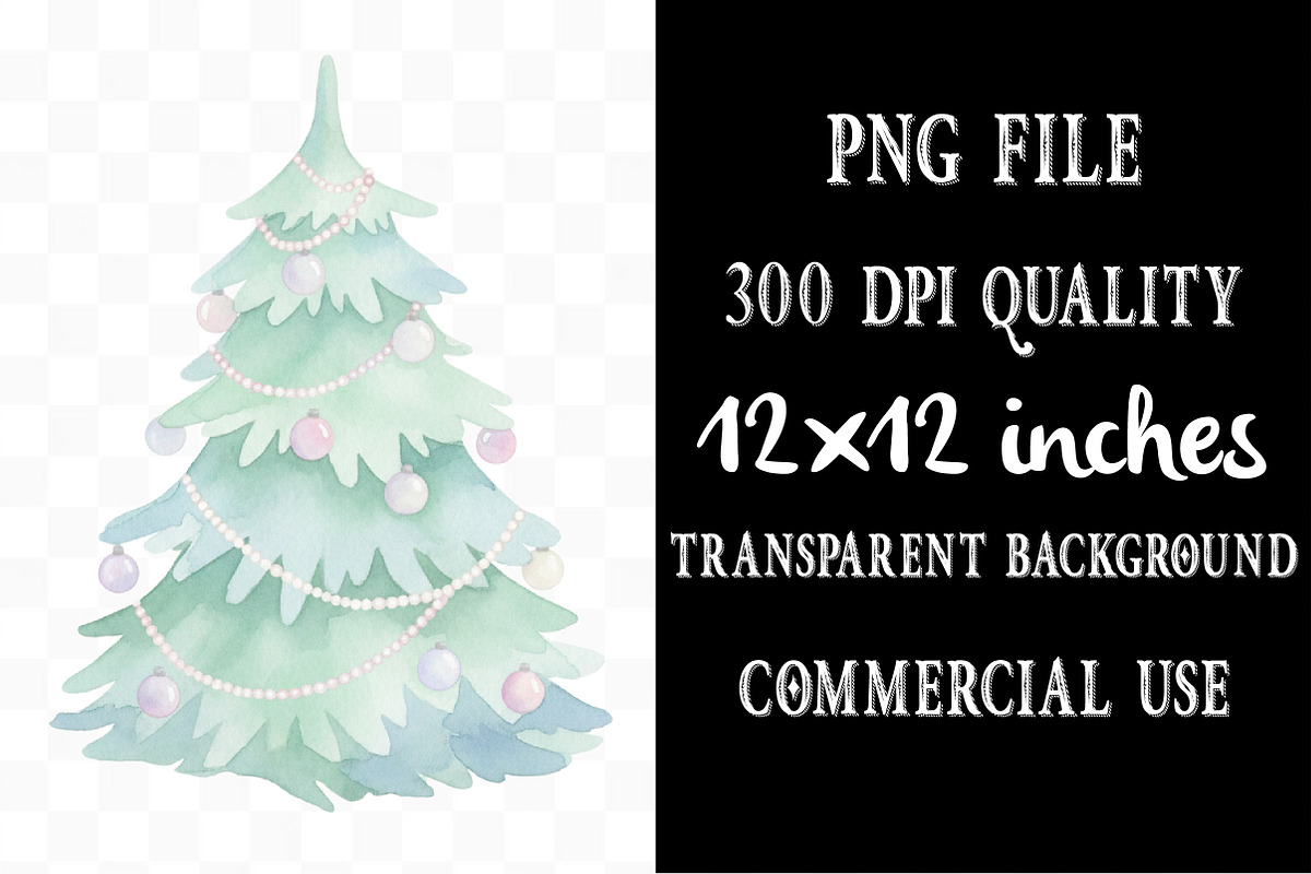 Watercolor Christmas Tree Clipart, an Illustration by Designking (Photo 4 of 5)