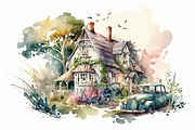 Spring Cottage Watercolor Collection, a Seasonal Illustration by OREJE (Thumbnail 11 of 17)