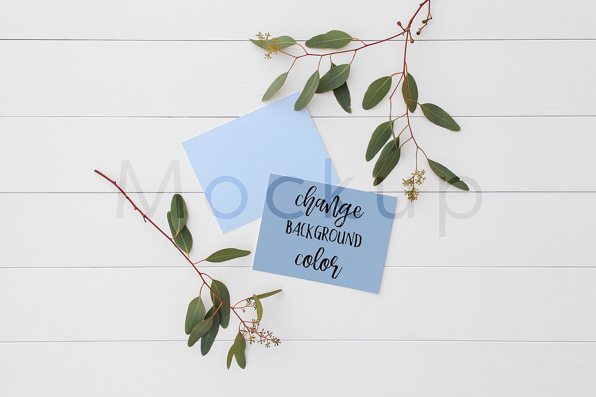 A2 Postcard Mockup - Eucalyptus 2, a Print Template by ILLONA GRAPHICS (Photo 4 of 5)