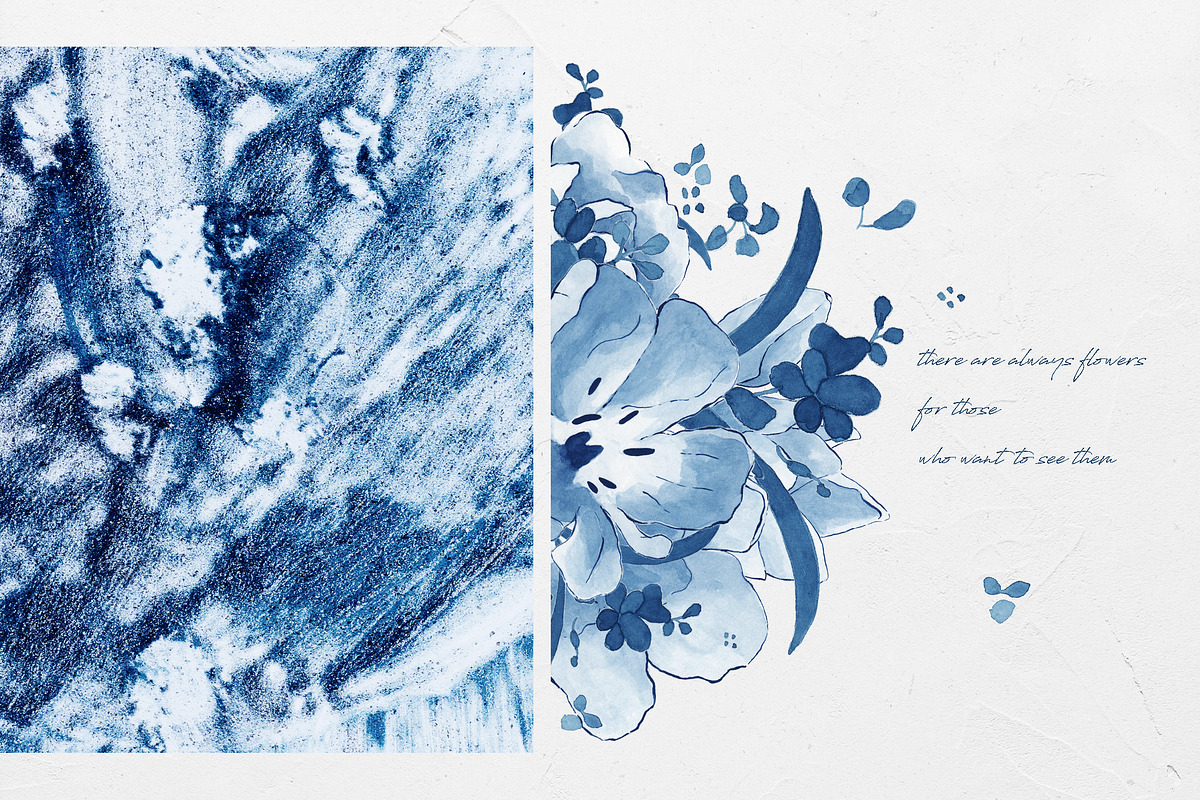 Delft Blue Floral Illustration Pack, a Decorative Illustration by BlueRobinDesignShop (Photo 8 of 9)