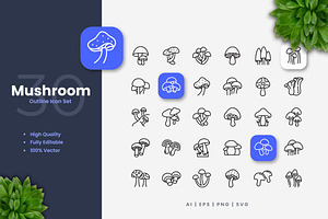 Mushroom Outline Icons