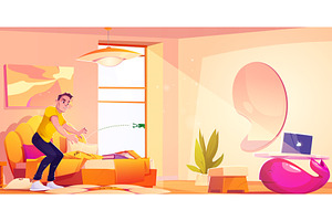 Man tries catch frog jumps through, an Object Illustration by art PVP - market