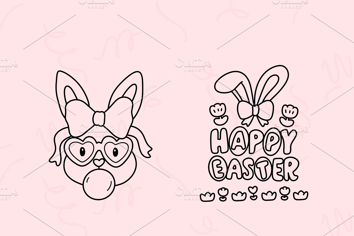 Bold & Easy Easter Rabbit Coloring, a Seasonal Illustration by Neon Studio (Photo 2 of 4)
