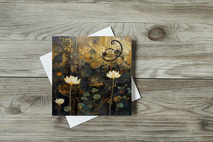 ART NOUVEAU Gold Black Floral Prints