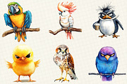 Funny Grumpy Birds Clipart, an Illustration by OK Design (Thumbnail 4 of 5)