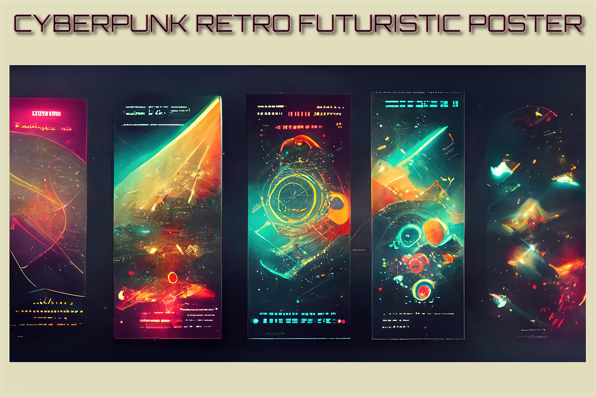 Cyberpunk retro futuristic poster, a Print Template by ZinetroN (Photo 7 of 10)