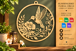 Hummingbird Floral Laser Cut SVG
