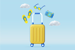 3d Summer Vacation Travel Luggage, a Transportation Illustration by ModVector