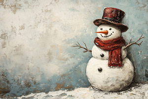 Cheerful snowman with red scarf, a Holiday Photo by MistyDay