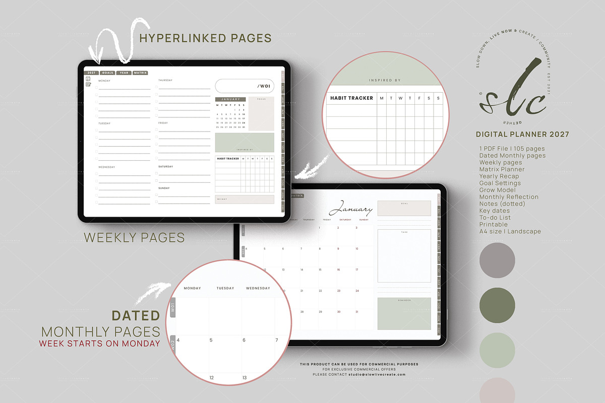 Digital Planner 2027 Print, a Stationery Template by slowlivecreate (Photo 1 of 4)