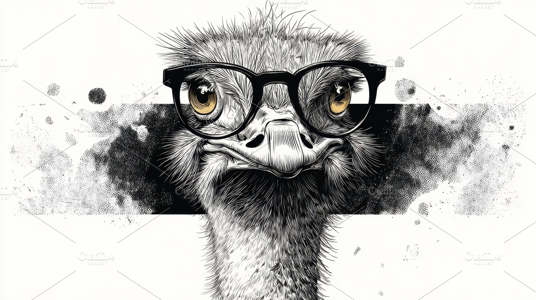 Ostrich in glasses poses playfully, a Photo by Beautiful things