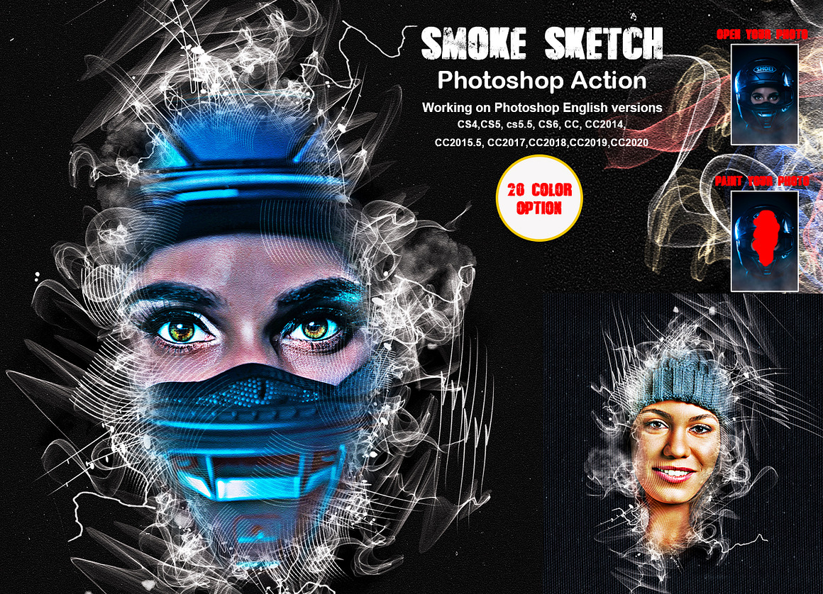 Smoke Photoshop Action Bundle, an Action Add-On by Studio Retouch (Photo 2 of 34)