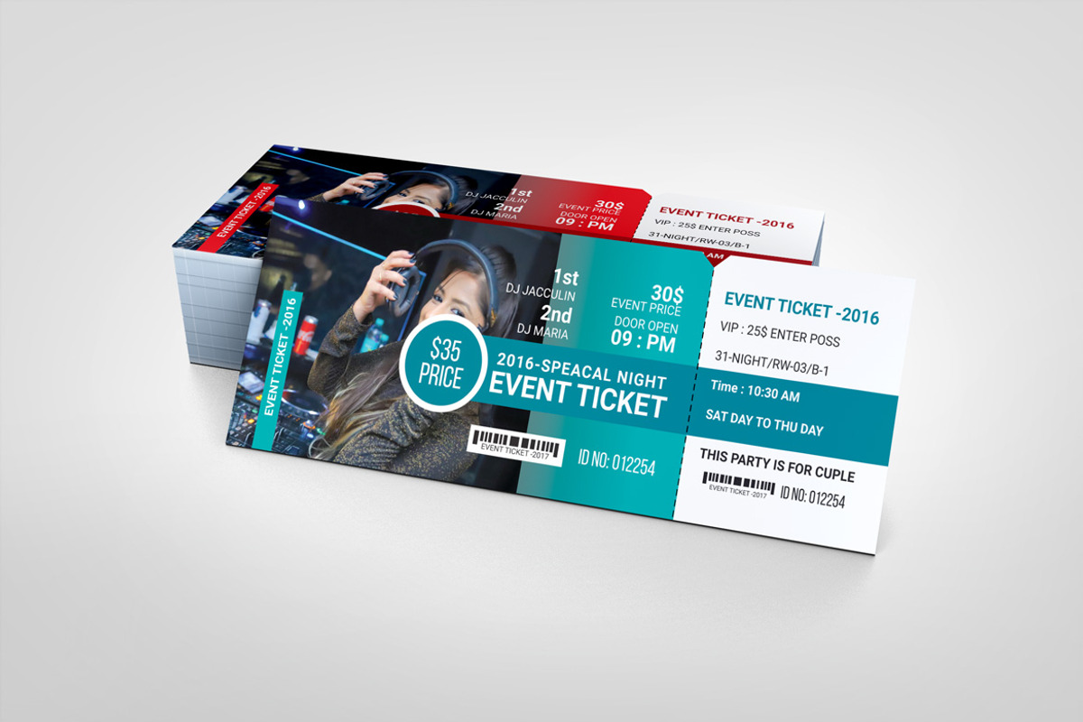 Modern Event Ticket Design Template, a Card Template by BrandlyTemplate (Photo 2 of 3)