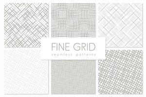 Fine Grid. Seamless Patterns Set