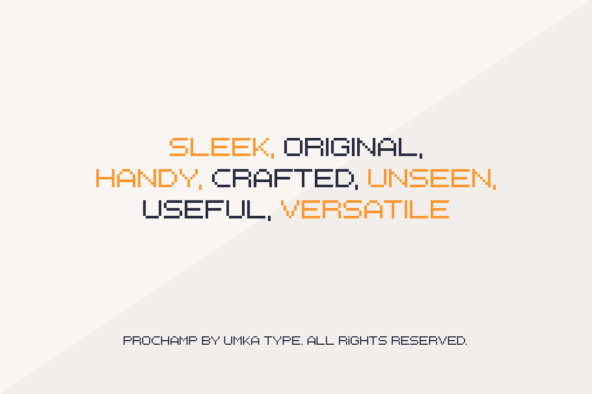 Prochamp Pixel Game Font, a Font by alpercakici (Photo 8 of 13)