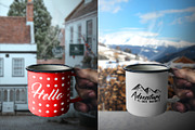 Hand holding Enamel Mug - Mockup, a Cups & Container Mockup by Europe.graphics (Thumbnail 3 of 5)