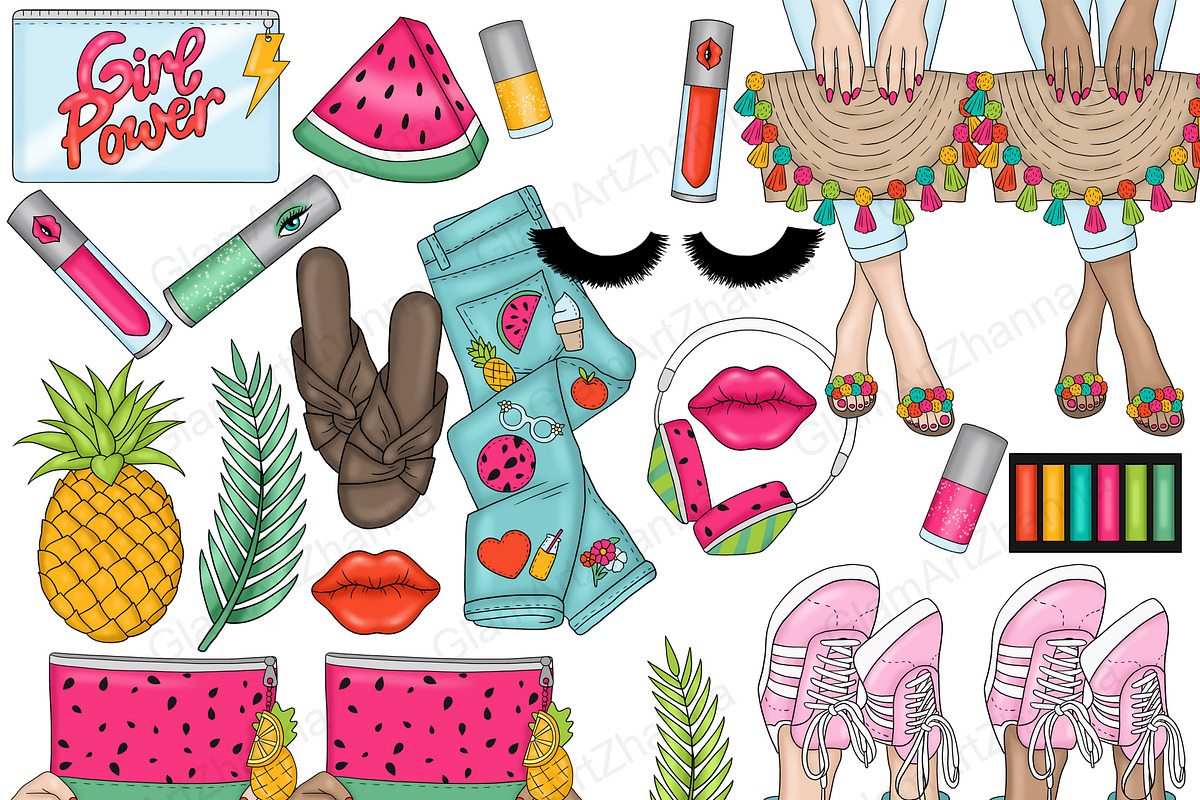 Bright Summer Clipart, a Seasonal Illustration by GlamArtZhanna (Photo 3 of 4)
