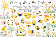 Charming Honey Bee Garden Clipart Se, an Illustration by Sublimation Artist (Thumbnail 1 of 6)