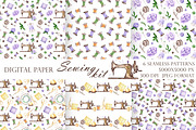 Sewing watercolor kit Sewing machine, an Illustration by SabinaWatercolorArt (Thumbnail 6 of 14)