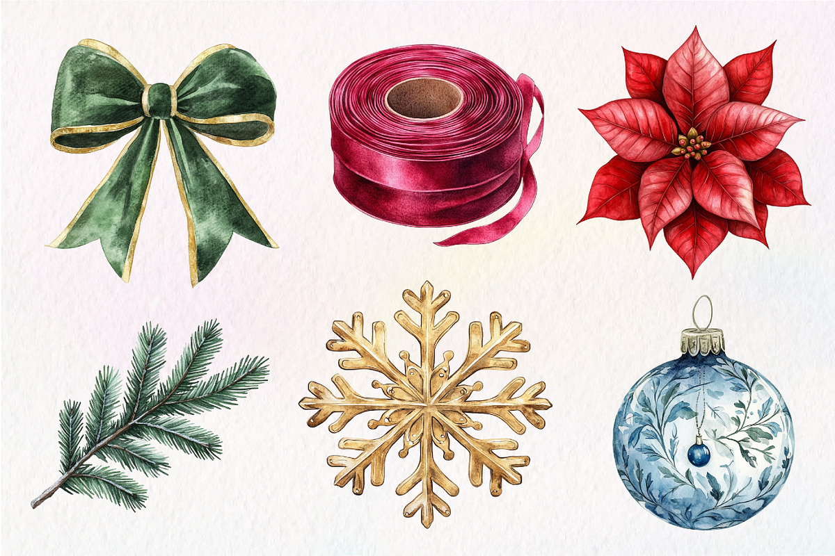 Watercolor Moody Christmas Clipart, an Illustration by Dream Creation (Photo 2 of 6)