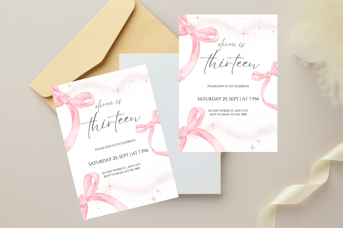 Coquette 13th Birthday Invitation, an Invitation Template by Earth5168 (Photo 4 of 9)