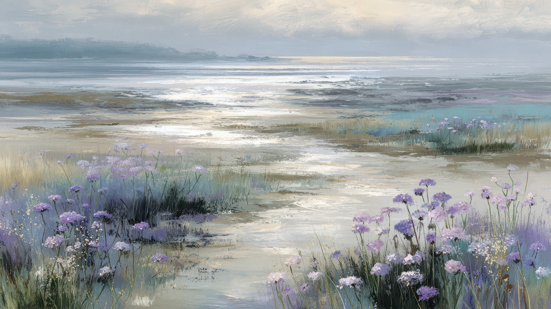 Tidal Salt Marshes Wallpaper, a Decorative Illustration by Virgo Studio
