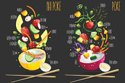 Set Poke. Vector Illustrations, a Food Illustration by AKOMIX (Thumbnail 4 of 5)