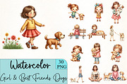 Girl & Best Friends Dogs PNG, an Illustration by CrexoraLab (Thumbnail 1 of 5)