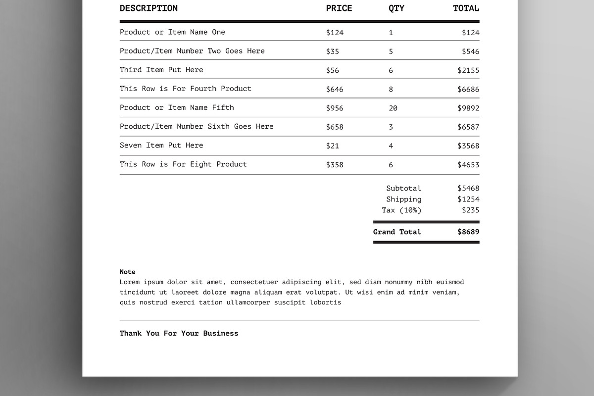 Black and Orange Color Bill Invoice, a Print Template by MightyDesign (Photo 3 of 6)