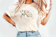 Watercolor Floral Sea Turtles, an Illustration by Watercolor design (Thumbnail 5 of 11)