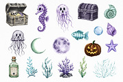 Underwater Halloween Clipart, a Seasonal Illustration by SvetaArtStore (Thumbnail 4 of 8)