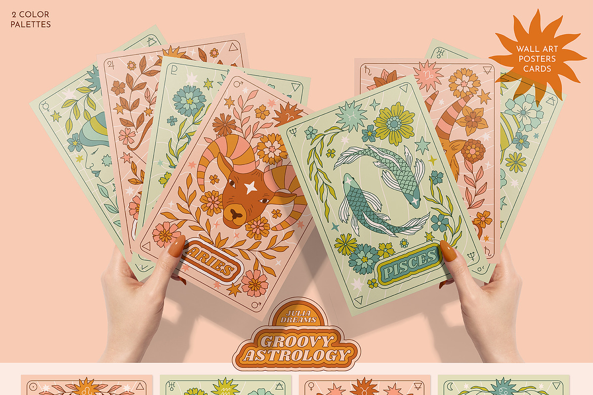 Groovy Astrology Collection, an Illustration by Julia Dreams (Photo 5 of 8)