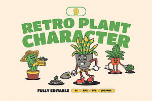 Retro Plant Mascot Illustration